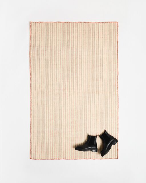 Cereza Orange Striped Wool Blend Rug 180x120cm