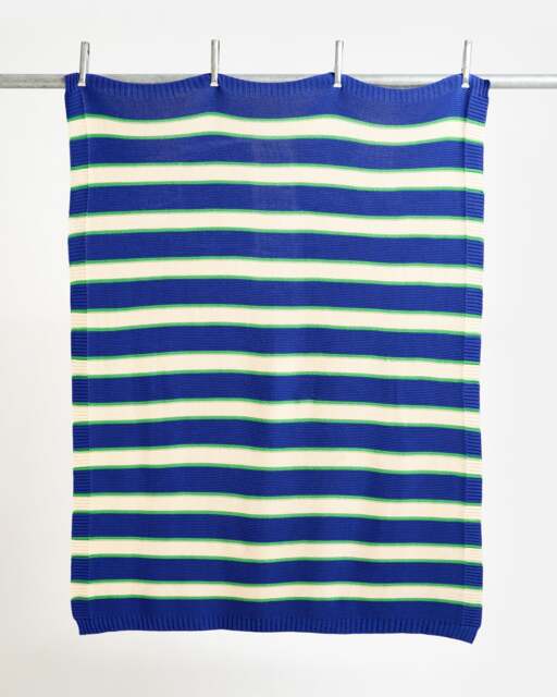 Blue & White Striped Knitted Throw