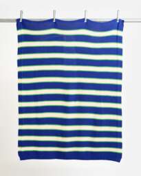 Blue & White Striped Knitted Throw