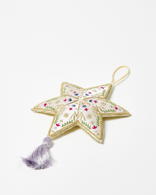 Star Purple Tassel Beaded Christmas Tree Decoration Large