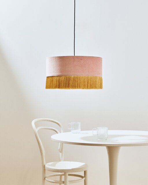 Ero Pink Velvet & Tassel Drum Lamp Shade