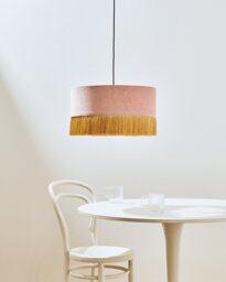 Ero Pink Velvet & Tassel Drum Lamp Shade
