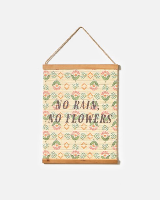 No Rain No Flowers Bamboo Hanging Wall Decor