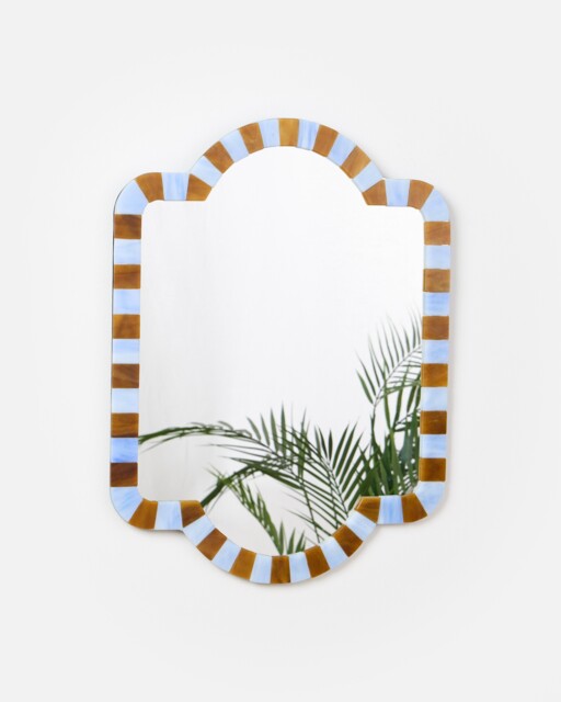 Alyssa Blue & Brown Glass Angular Wall Mirror