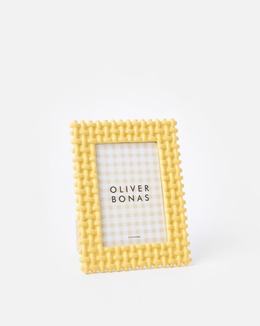 "Marca Butter Yellow Lattice Photo Frame 4x6"""