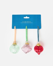 Multicoloured Glass Baubles Set of Three