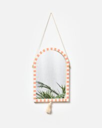 Wooden Striped Tassel Wall Mirror