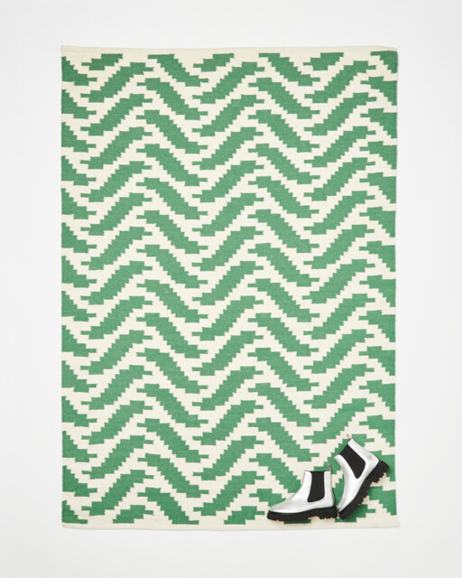 Zebra Handwoven Green Cotton Rug