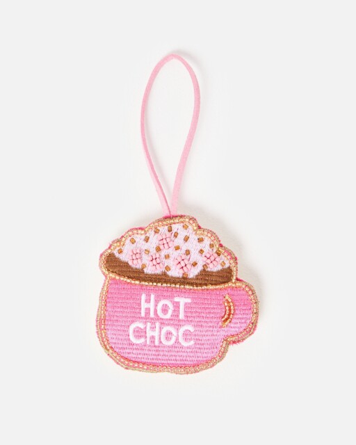 Pink Hot Chocolate Embellished Christmas Tree Decoration