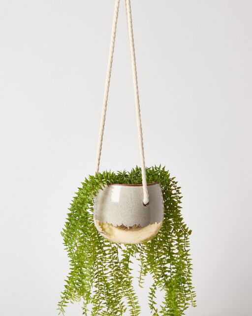 Grey Terracotta Foiled Hanging Planter Pot