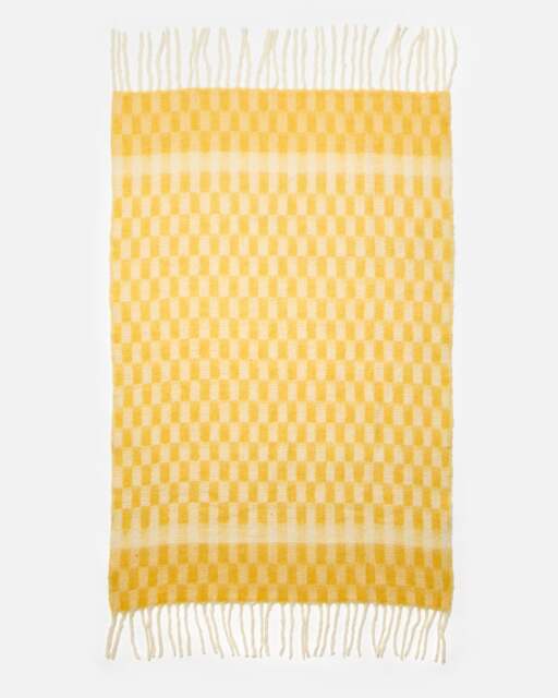 Yellow Gingham Fluffy Rectangle Throw