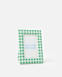 "Agnes Green & White Gingham Photo Frame 4x6"""