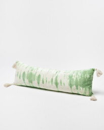 Solis Tie Dye Green Chenille Bolster Cushion Cover