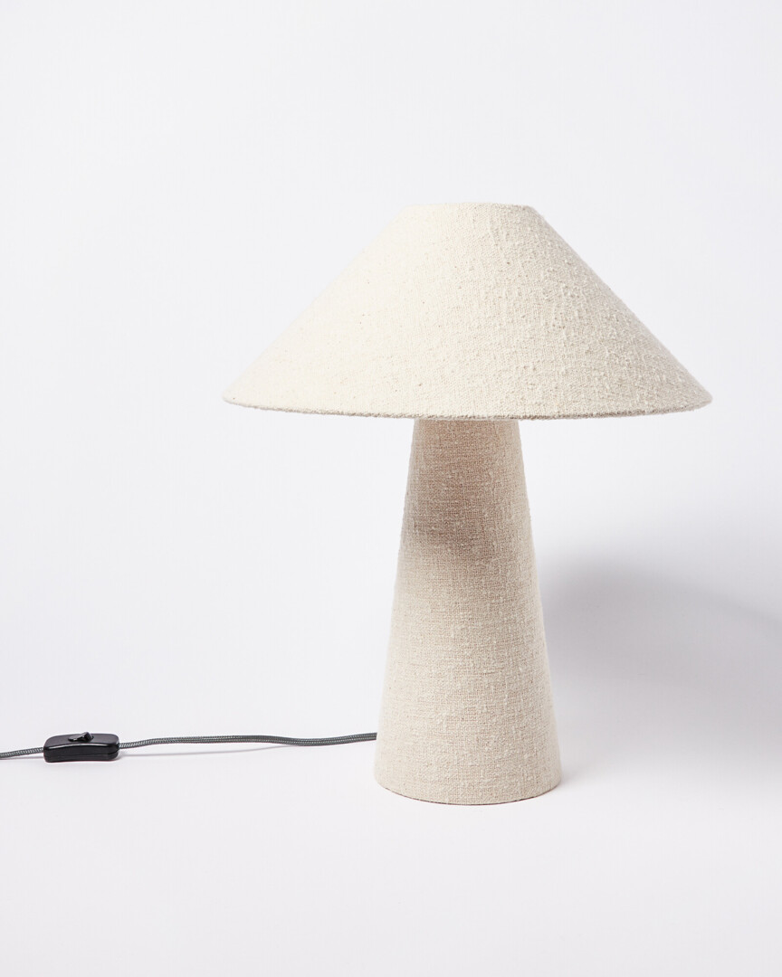 Alma White Boucle Desk Table Light by Oliver Bonas