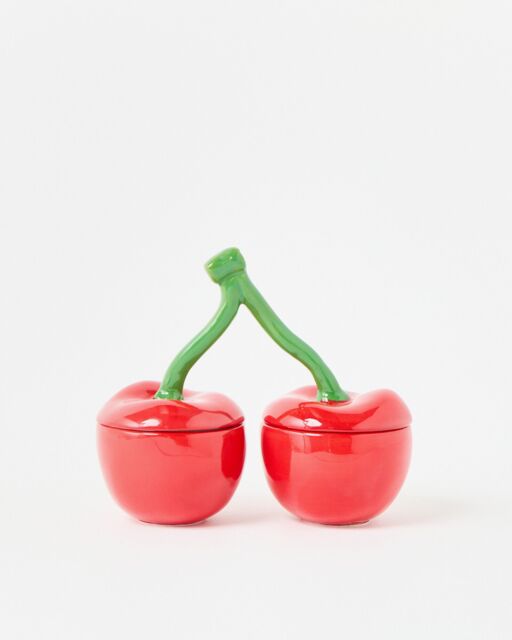 Cherry Ceramic Black Cherry & Amberwood Scented Candle Duo