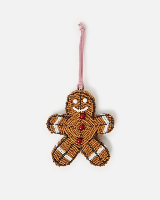Gingerbread Beaded Christmas Tree Decoration