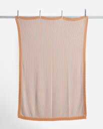 Blue & Terracotta Stripe Knitted Throw