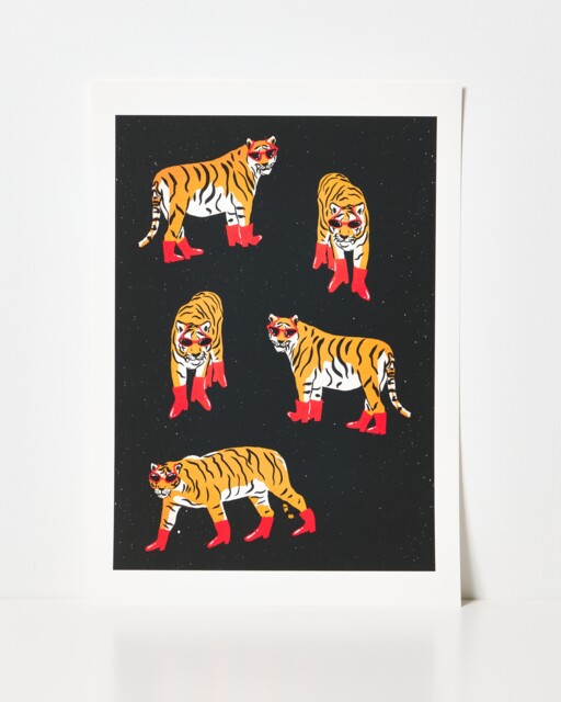 Tigers In Boots Wall Art Print