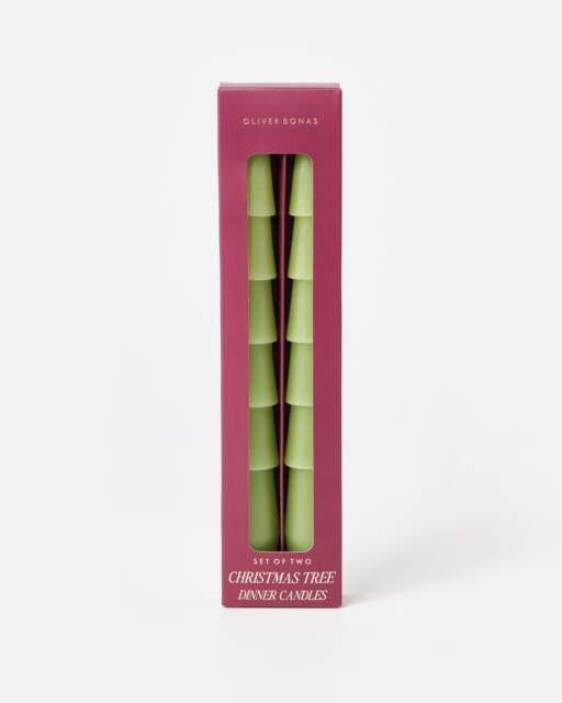 Christmas Tree Dinner Candles Set of Two