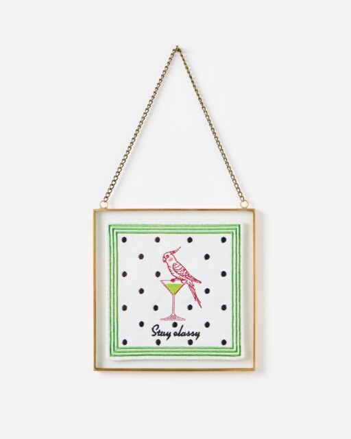 Bird Gold Tone & Glass Hanging Wall Art