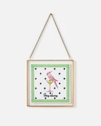 Bird Gold Tone & Glass Hanging Wall Art
