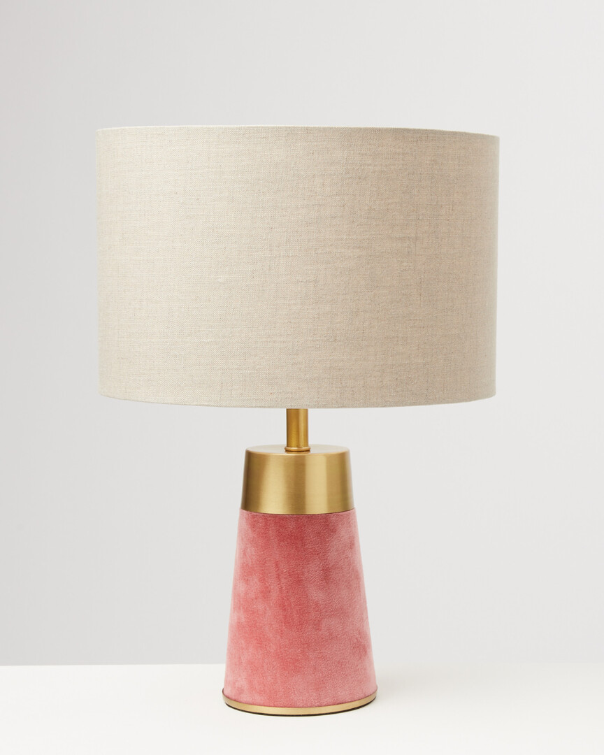 Ero Pink Velvet Shade Table Desk Lamp Medium by Oliver Bonas