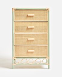 Vero Sage Green Rattan Chest of Drawers