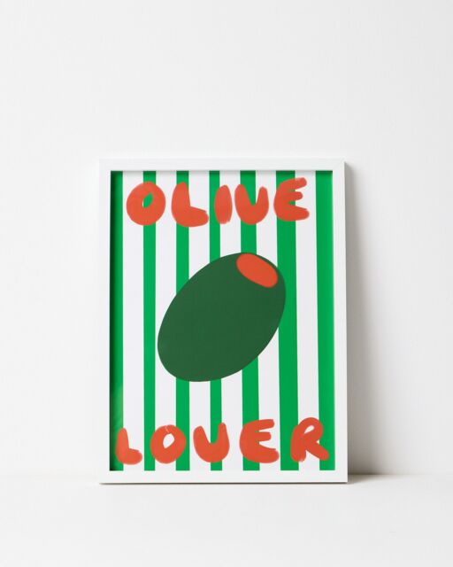 Olive Lover Green Framed Wall Art