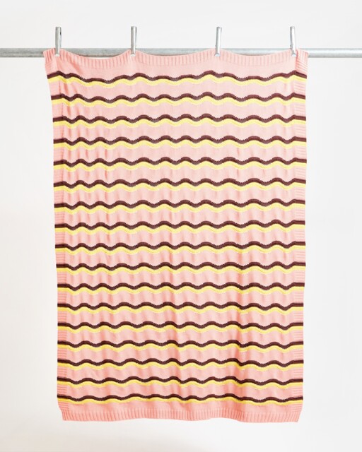 Pink Striped Knitted Throw