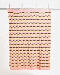 Pink Striped Knitted Throw