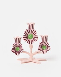 Pink & Burgundy Striped Flower Candelabra