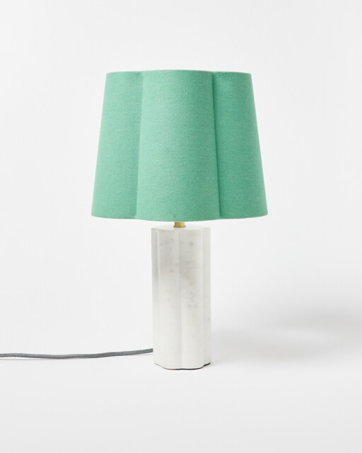 Daisy Scallop Marble Green Table Lamp by Oliver Bonas