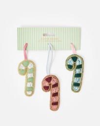 Beaded Candy Cane Christmas Tree Decorations Set of Three