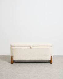 Rizado White Faux Sheepskin Boucle Ottoman
