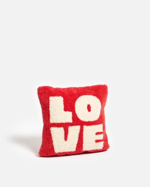 Red & Cream Love Tufted Cushion Cover 45x45cm