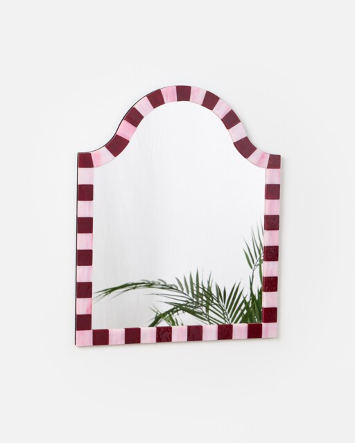 Alyssa Red & Pink Glass Angular Wall Mirror