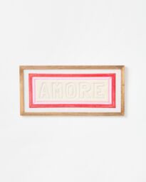 Amore Cream Embroidered Framed Wall Art