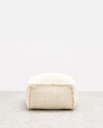 Issey White Boucle Fringed Pouffe Footstool