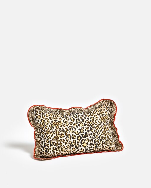 Brown & Red Ruffle Leopard Print Cushion Cover 30x50cm