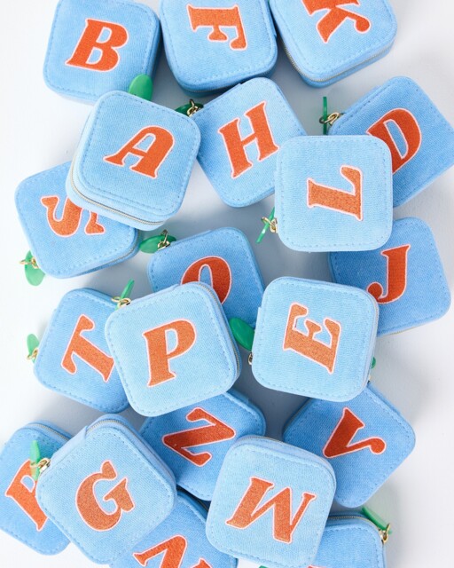 Ola Alphabet Initial Blue Jewellery Box A