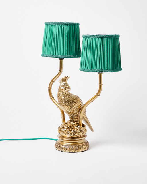 Parrot Gold Metal & Green Shade Desk & Table Lamp
