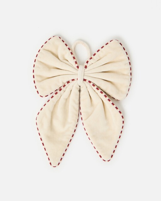 Cream Velvet Bow Christmas Decoration