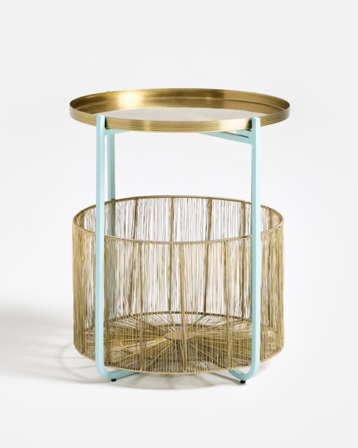 Iggy Storage Blue & Gold Side Table