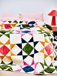 Patchwork Star Multicolour Velvet Quilt