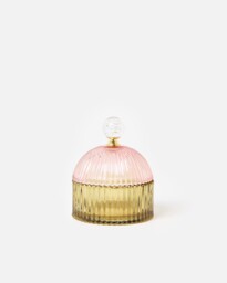 Pink & Green Domed Glass Jewellery Box