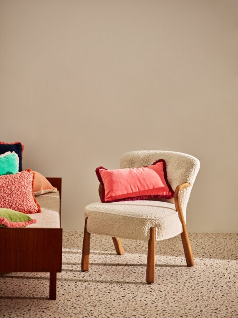 Rizado White Faux Sheepskin Boucle Armchair