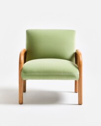 Loha Light Green Velvet & Rattan Armchair
