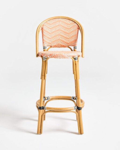Bistro Pink Rattan Bar Stool