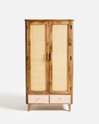 Tinta Pink Stripe Mango Wood Wardrobe