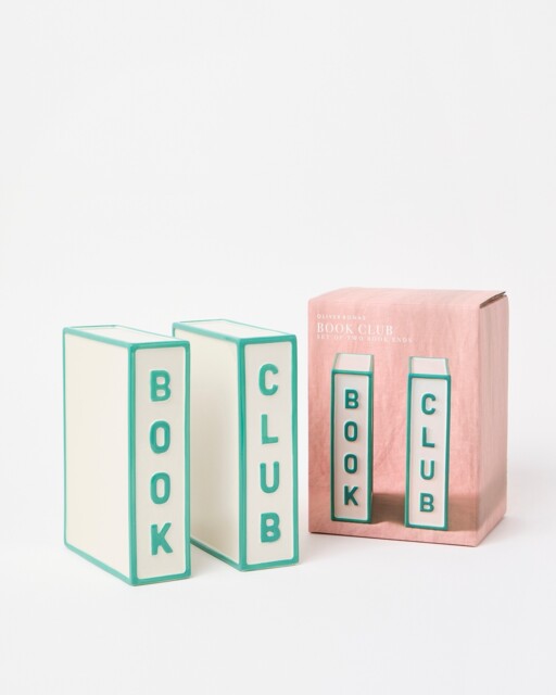 Book Club Cream Ceramic Bookends
